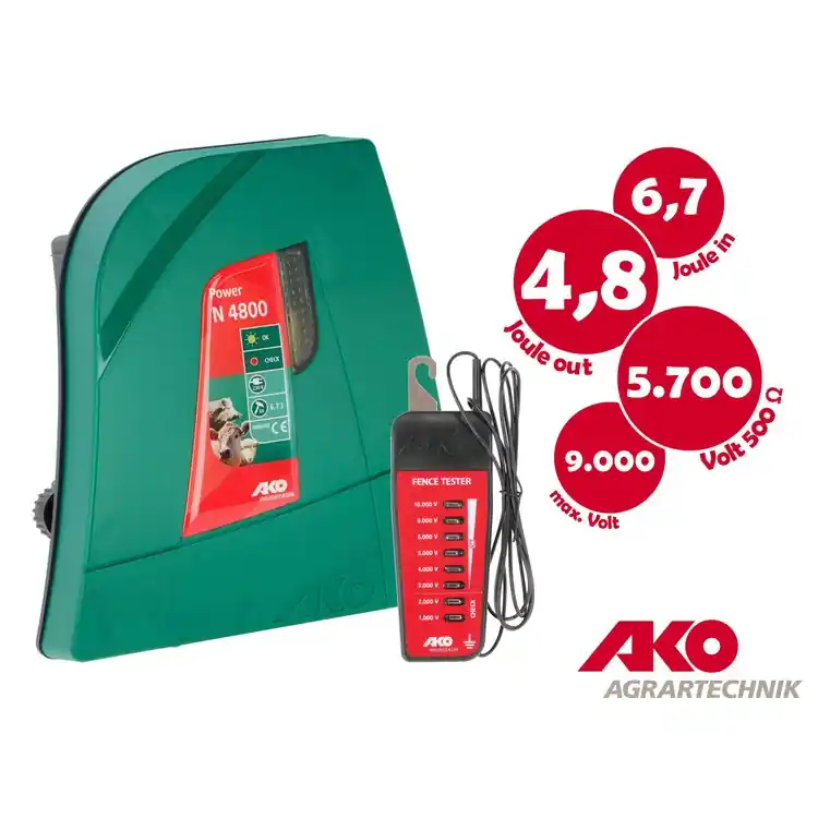 AKO Power N4800 BG, 230V Netzgerät, 4,8 Joule + Zaunprüfer Billig