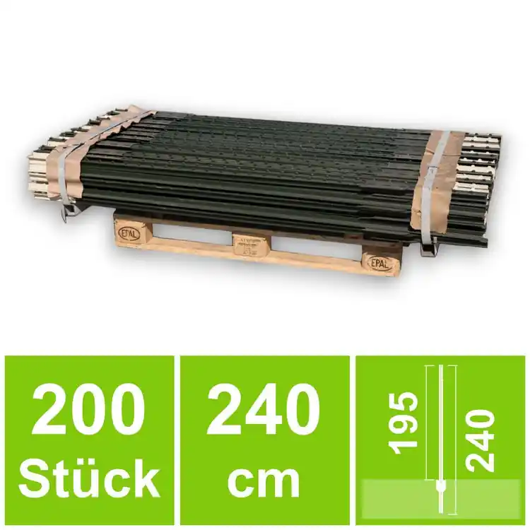 200 Stück T-Pfosten 2,40 m aus Schienenstahl für Zaunhöhe ca. 200 cm Highlight