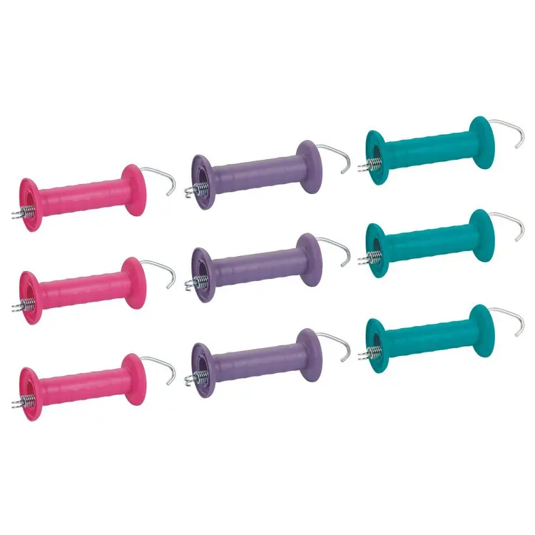 9x Trend-Torgriffe mit Zugfeder, je 3x pink / petrol / lila Markenware