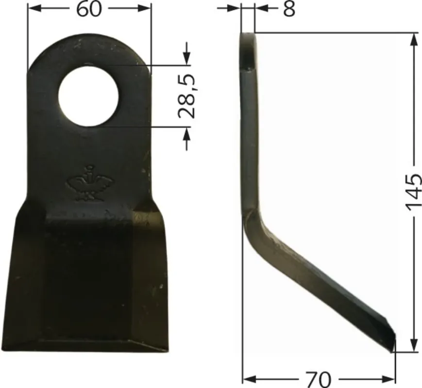 Industriehof® Y-Messer 145 x 60 x 8 mm, Bohrung 28,5 mm, für Mulcher Sauerburger, 63-SAU-03 Knallerangebot