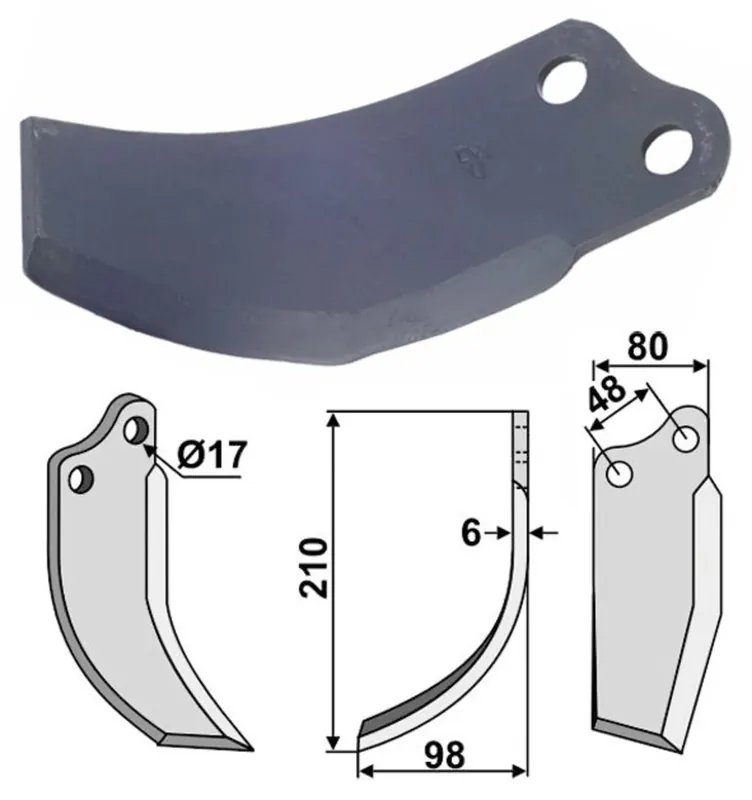 Rabatt Industriehof® Fräsmesser links/rechts 210 x 98 x 6 mm, Bohrung 17 mm, für Agromet