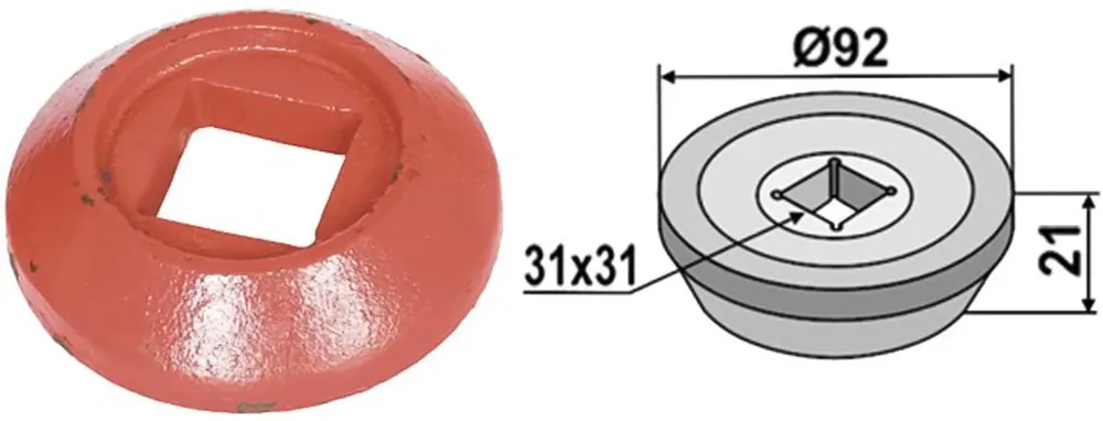 Knallerangebot Industriehof® Außenflansch 92 x 31 x 21 mm für Lagerung für Vierkantwelle 30 x 30 mm, 31-0005