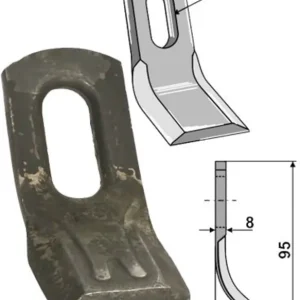Zertifiziert Industriehof® Y-Messer 95 x 37 x 8 mm, Bohrung 35 x 14 mm, für Mulcher Mulag, Rousseau, S.M.A., 63-ROU-51