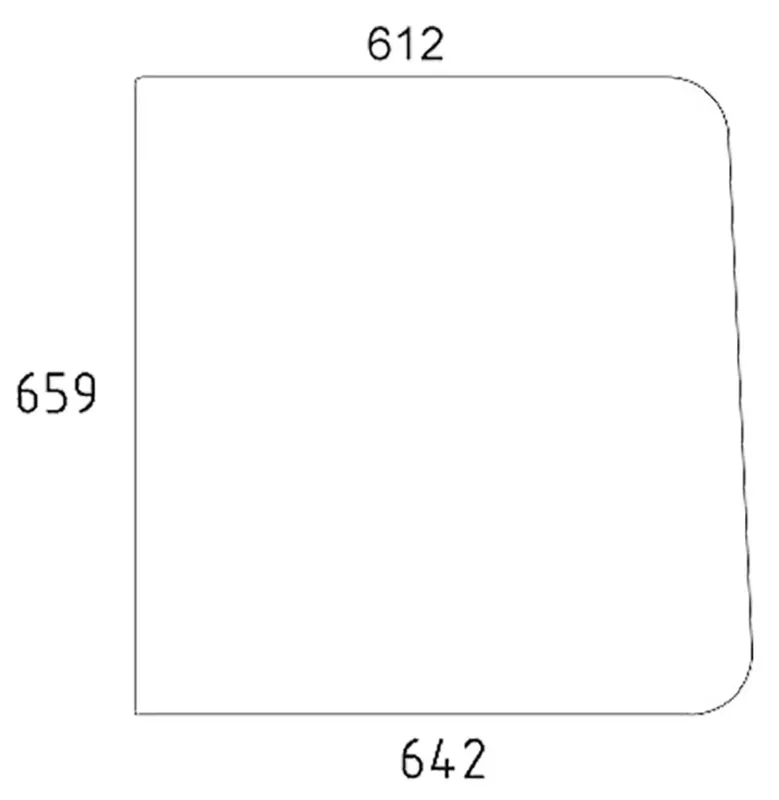 Heißes Angebot Seitenscheibe 612/642 x 659 x 5 mm klar, fest, für Traktor Mercedez-Benz MB-Trac - Cleff