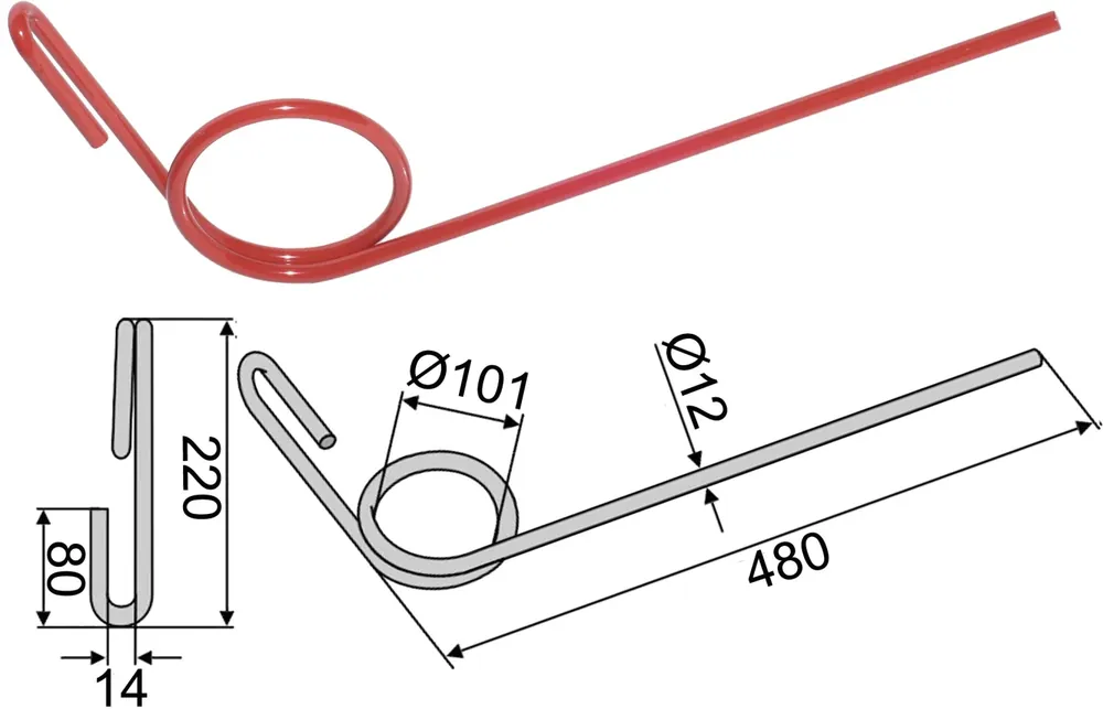 Industriehof® Striegelzinken 480 x 12 mm, für Striegel Amazone/BBG, Horsch, Kverneland, Väderstad, 1000STE Preiswert