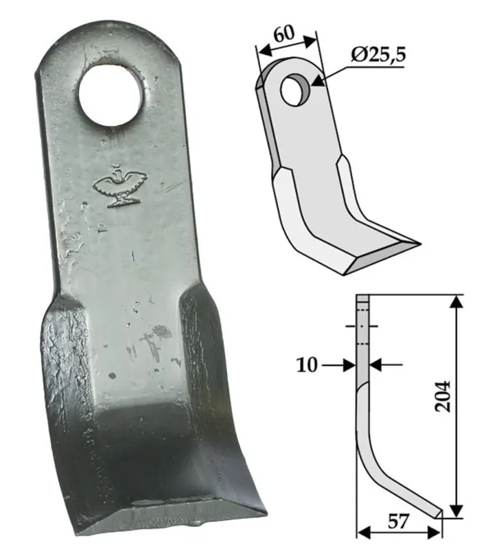 Preisreduziert Industriehof® Y-Messer 204 x 60 x 10 mm, Bohrung 25,5 mm, für Mulcher Breviglieri, Kuhn, Kverneland, 63-NOB-05