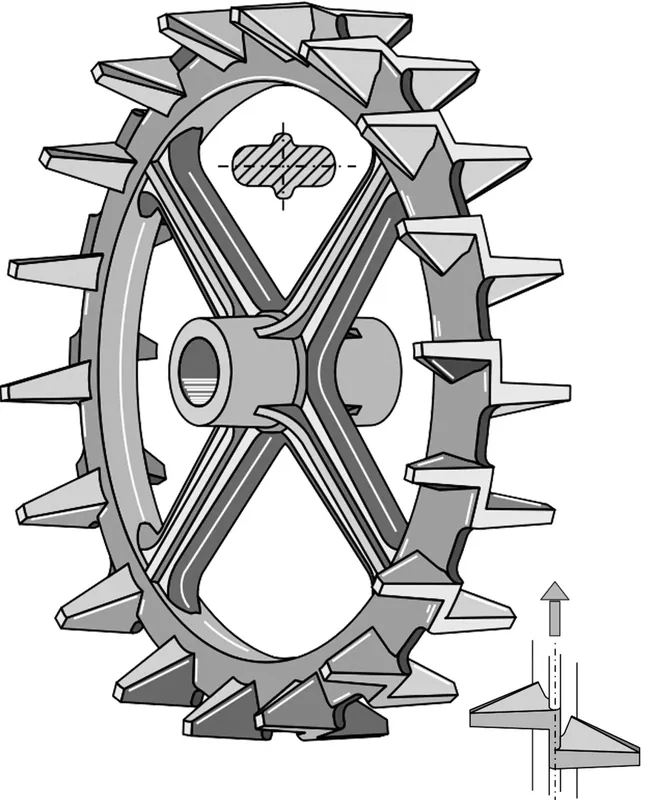 Sonderaktion Industriehof® Nockenring für Welle rund, 50 mm, Ø außen 550 mm, Breite Nabe 155 mm, Laufbreite 135 mm, Sphäroguss (GGG40), 312-553