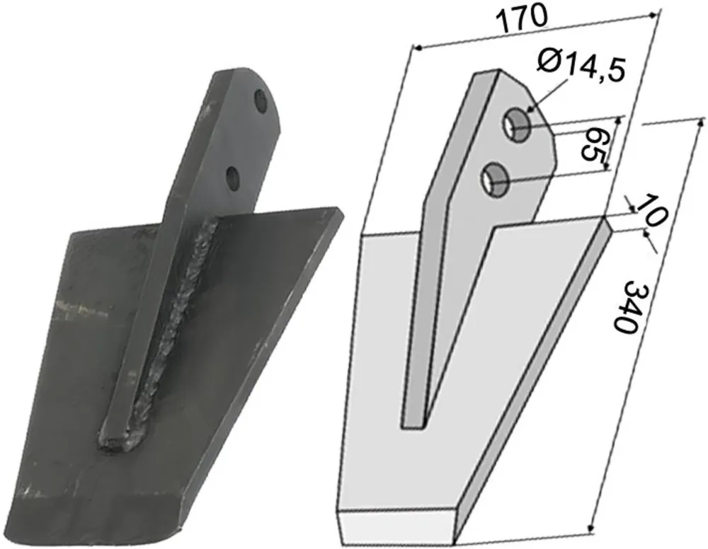 Bestseller Industriehof® Spaten 340 x 170 x 10 mm, Abstand Bohrungen 65 mm, Bohrung 14,5 mm, für Tortella Typ schmal, 631-VAN-26