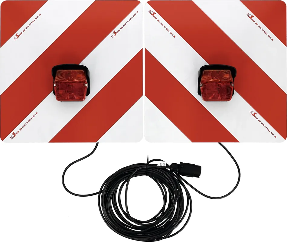 Warntafelsatz "Folie Typ 1" links/rechts 423 x 423 mm rot; weiß, einseitig, Schlussleuchte, 7-polig Schneller Versand