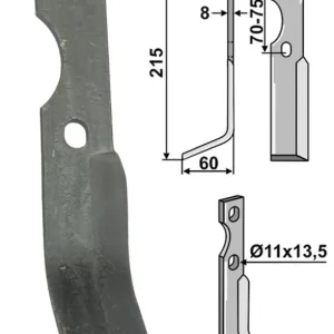 Wochenendangebot Industriehof® Rotorzinken links/rechts 215 x 35 x 8 mm, Bohrung 11 mm; 13,5 mm für Simon