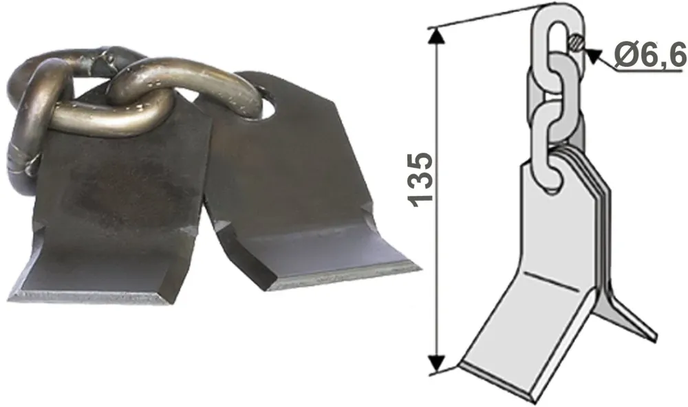 Begrenztes Angebot Industriehof® Y-Messer 135 x 35 x 5 mm, Bohrung 6,6 mm, für Mulcher Bomford, Gilbers, 63-BOM-51