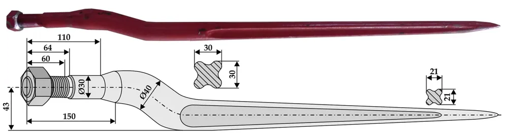 Industriehof® Silozinken 920 mm, M 27 x 1,5 AG, spitz, mit konischer Mutter, für Fella, 18920 Meistverkauft