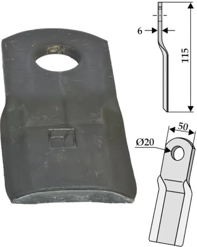 Highlight Industriehof® Schlegelmesser 115 x 50 x 6 mm, für Mulcher Humus, 63-HUM-06