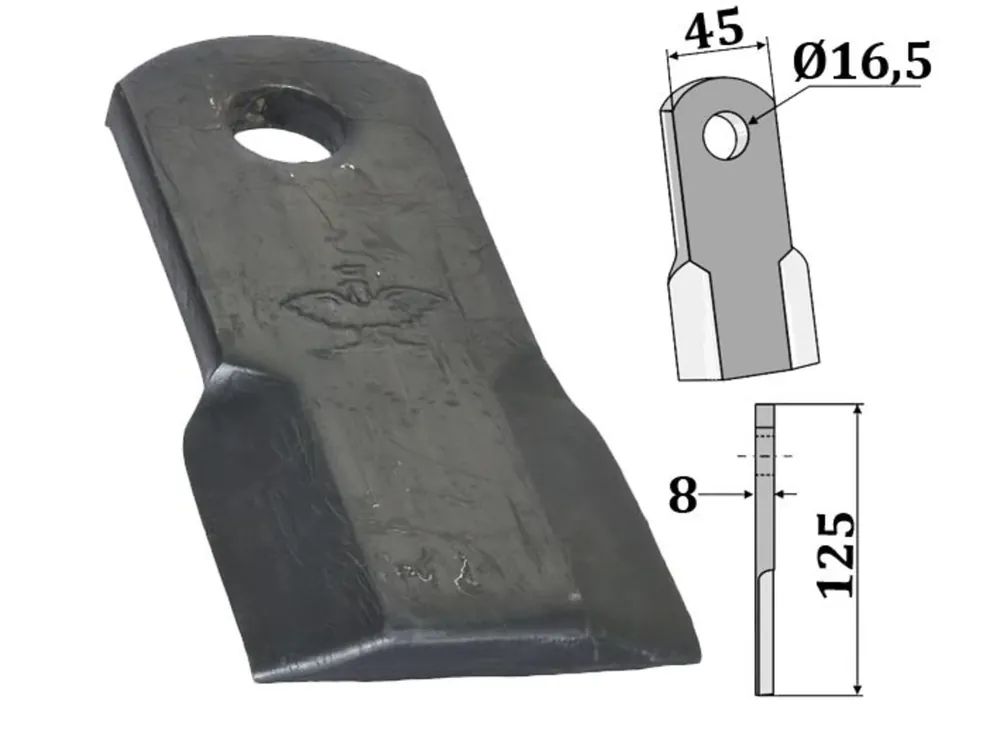 Sale Industriehof® Schlegelmesser 125 x 45 x 8 mm, für Mulcher Nobili, 63-NOB-38