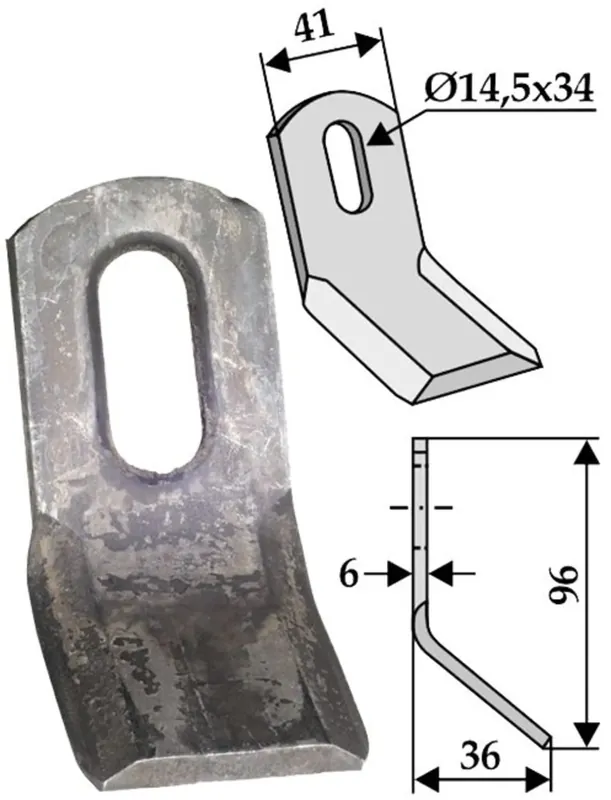Industriehof® Y-Messer 96 x 41 x 6 mm, Bohrung 34 x 14,5 mm, für Mulcher Carroy et Giraudon, 63-UNI-02 Heißes Angebot