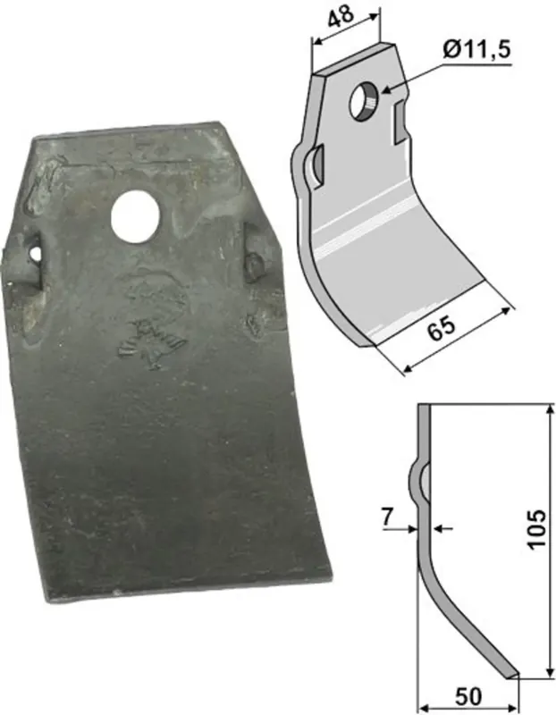 Industriehof® Schlegelmesser 105 x 48/65 x 7 mm, für Mulcher Spragelse-Micra, 63-SPR-01 Ausverkauf