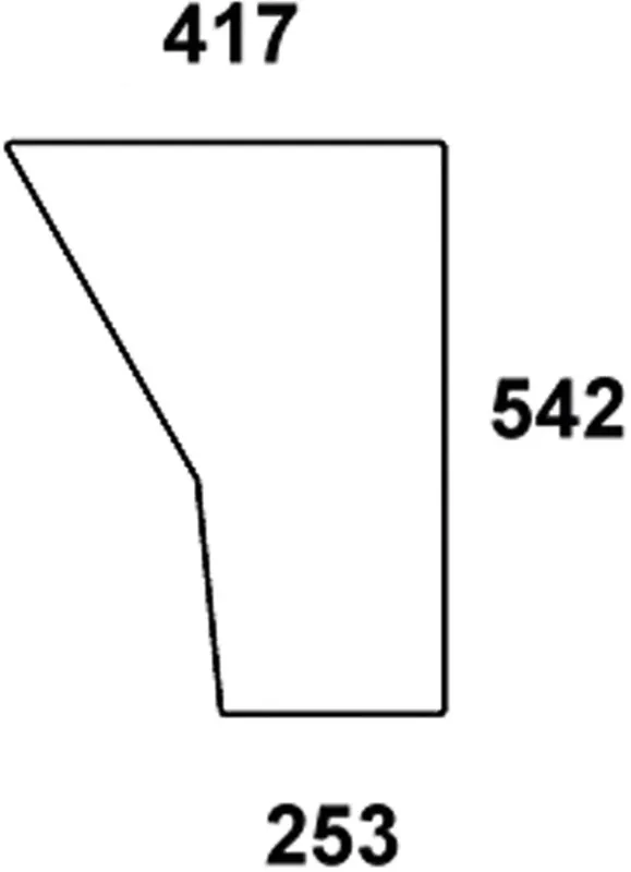 Expressversand Türscheibe, klar, unten, Länge 253 mm; 417 mm, für Case IH 433, 533, 633, 733, 833, 933, Kabine Silent S3