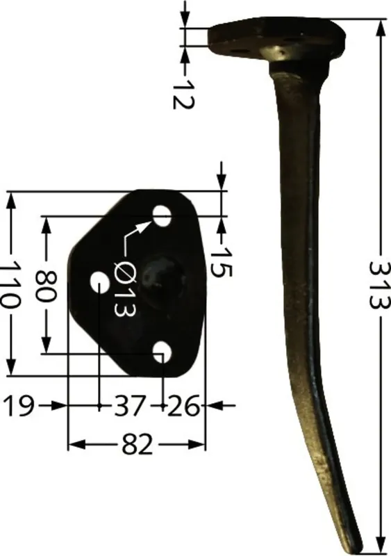 Industriehof® Rütteleggenzinken Länge 313 mm, Bohrung 13 mm, für Amazone 6303100, RH44V Neu Im Sortiment