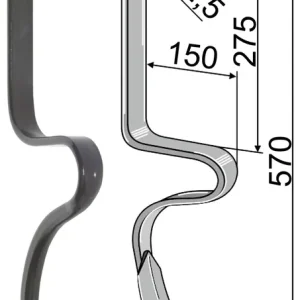 Abverkauf Industriehof® Spurlockerzinken 570 x 10 x 32 mm mit Schar, für Amazone, 10.5015/1