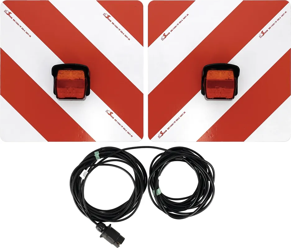 Rabatt Warntafel "Folie Typ 1" links/rechts 423 x 423 mm rot; weiß, einseitig beklebt, LED-Schlussleuchte "ROM IV", Blinkerausfallkontrolle