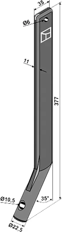 Günstig Industriehof® Hackscharstiel Ø 22,5 mm 377 x 35 x 11 mm, Arbeitswinkel 35 °, für Hackschar Einböck, 1.10.1137