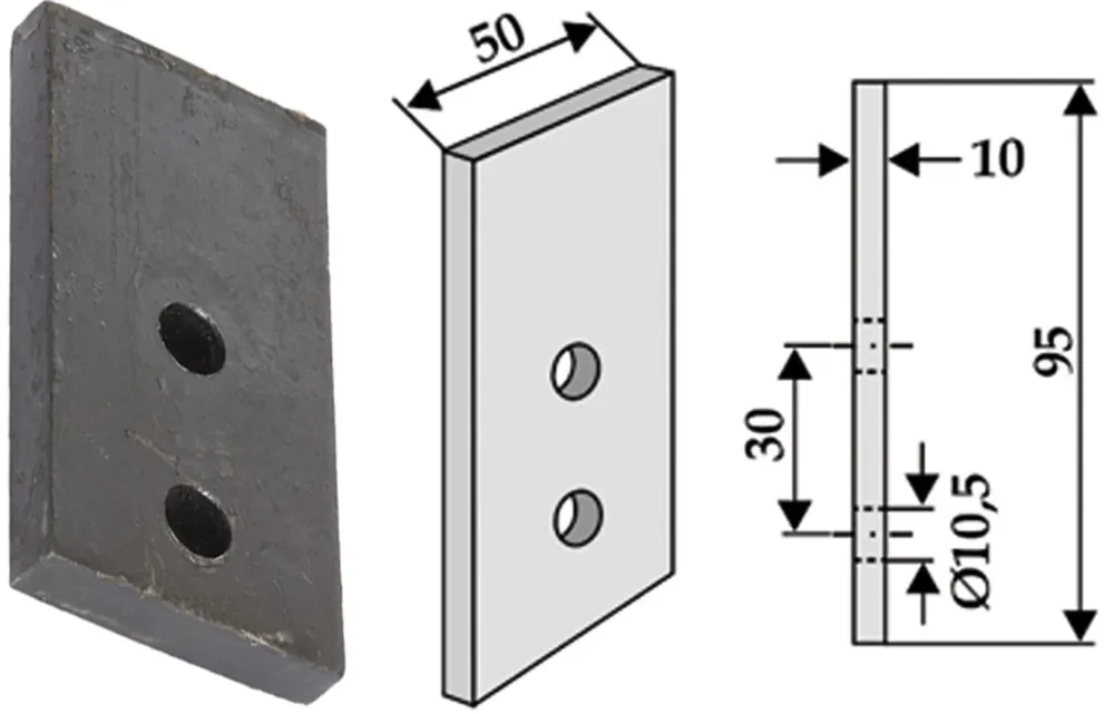 Industriehof® Schlegelmesser 95 x 50 x 10 mm, für Fräse Dondi DMR 25, 633-SDO-01 Kracherpreis