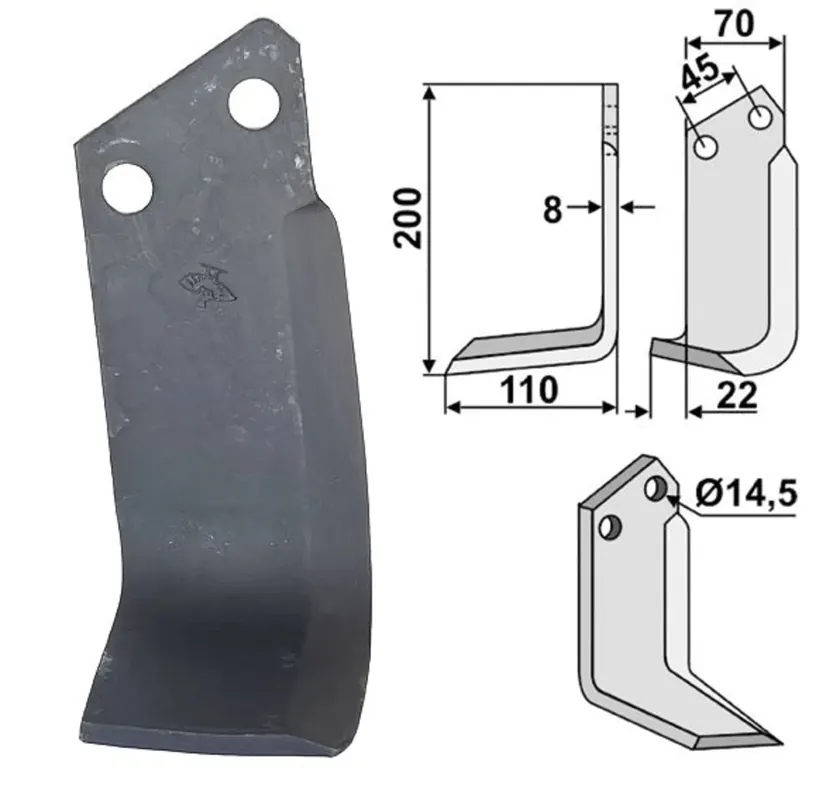 Super-Preis Industriehof® Fräsmesser links/rechts 200 x 70 x 8 mm, Bohrung 14,5 mm, gewinkelt, für Maletti