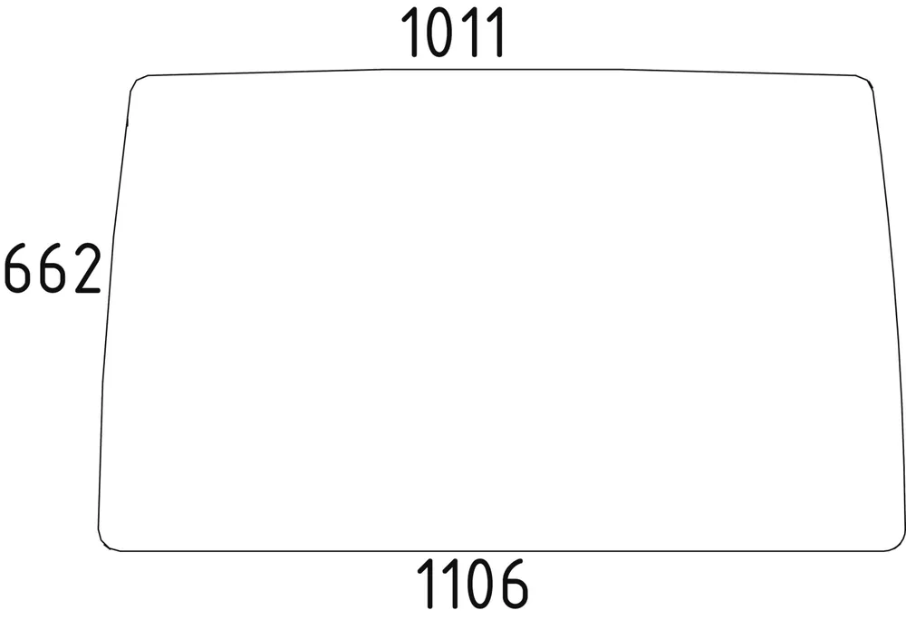 Frontscheibe klar, Breite 1.011 mm; 1.106 mm, für Traktor Fiat 80, -88, -90 Echt