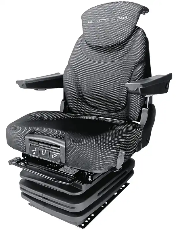 Direktkauf BLACK STAR Traktorsitz "BS 1512 A TT" luftgefedert, Sitzkissenverstellung, Drehadapter 30° links/rechts, Stoff Black Matrix, schwarz