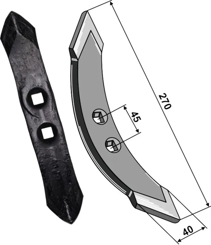 Direktkauf Industriehof® Spitzschar 270 x 40 x 16 mm für G-Blattfederzinken und Schwergrubberstiele, 101.30.5101