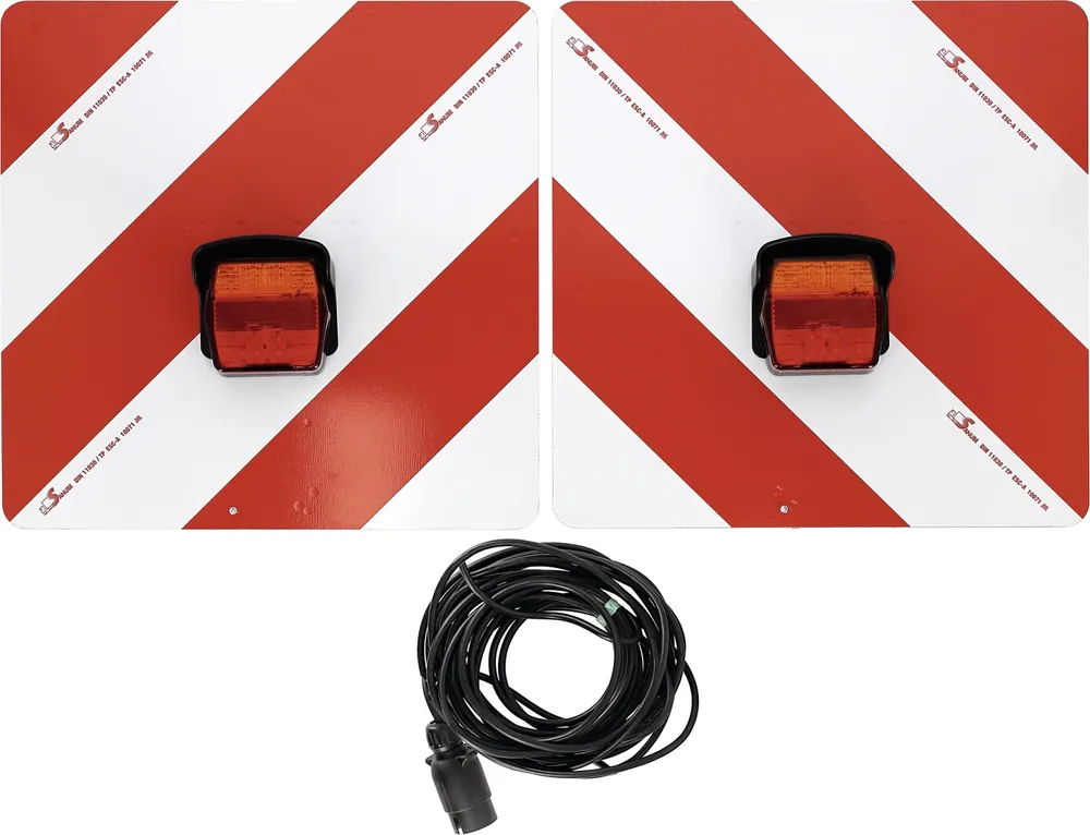 Mega-Angebot Warntafelsatz "Folie Typ 1" links/rechts 423 x 423 mm rot; weiß, beidseitig, LED-Positions-/Schlussleuchte, Blinkerausfallkontrolle, 7-polig