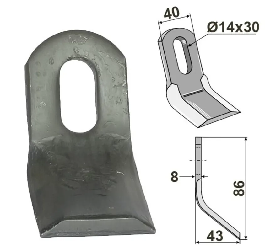 Heißes Angebot Industriehof® Y-Messer 86 x 40 x 8 mm, Bohrung 30 x 14 mm, für Mulcher Ferri, 63-FEI-46