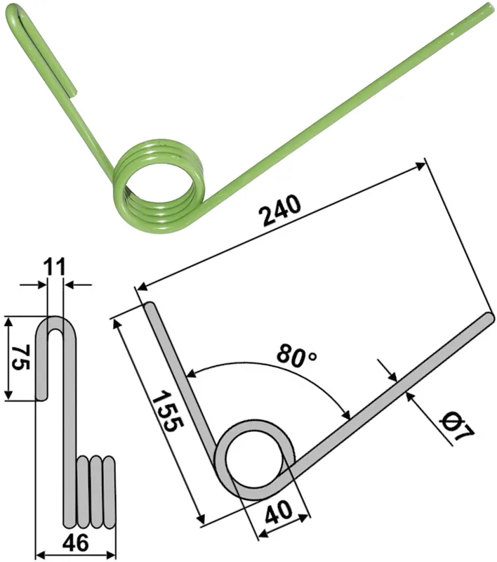 Striegelzinken 240 x 7 mm Front, für Striegel Hassia, Lemken Sale