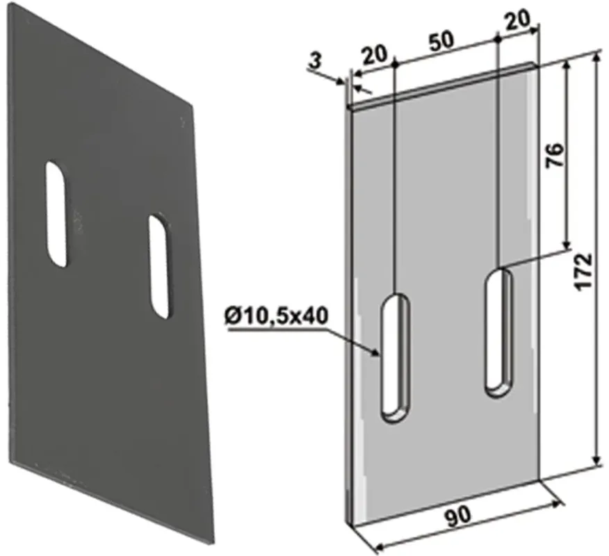 Kracherpreis Industriehof® Abstreifer 172 x 90 x 3 mm, Bohrung 40 x 10,5 mm für Eberhardt Packerwalzen, 51-E102