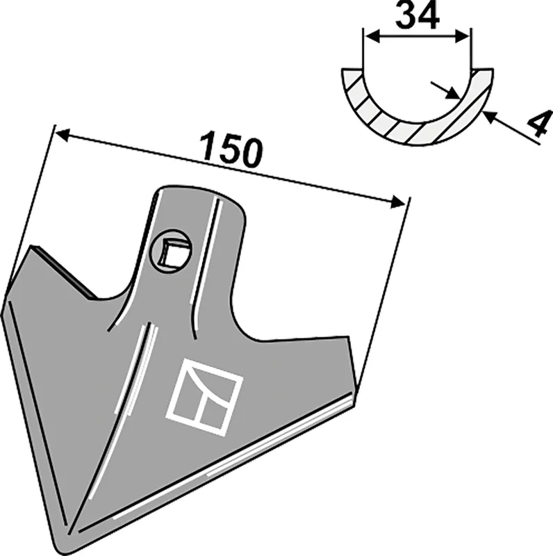 Preisreduziert Industriehof® Hackschar, Arbeitsbreite 150 mm, Arbeitswinkel 40 ° für Carre‘, Hatzenbichler, 1.KH2