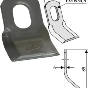 Zertifiziert Industriehof® Y-Messer 85 x 45 x 6 mm, Bohrung 34,5 x 20 mm, für Mulcher Seppi, 63-SPI-04