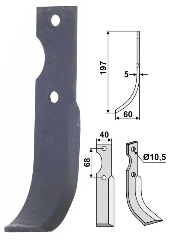 Industriehof® Fräsmesser links/rechts 197 x 60 x 5 mm, Bohrung 10,5 mm, für Benassi Bestpreis