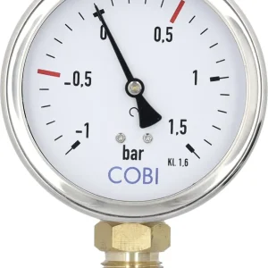 Hücobi Vakuum-Manometer, Anschluss 1/2" unten, -1 bis 1,5 bar, Rote Markierung -0,5 bar; +0,5 bar, 8114 013005 Meistverkauft