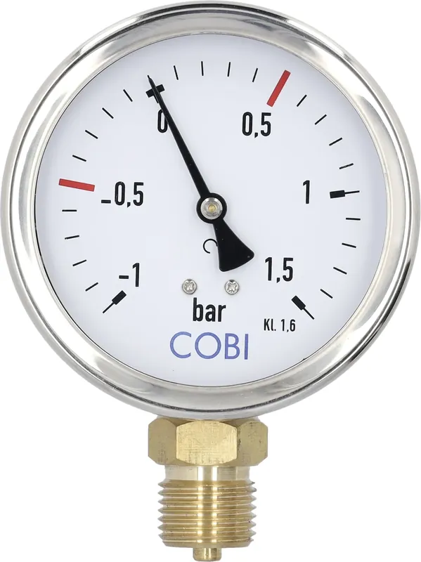 Hücobi Vakuum-Manometer, Anschluss 1/2" unten, -1 bis 1,5 bar, Rote Markierung -0,5 bar; +0,5 bar, 8114 013005 Meistverkauft