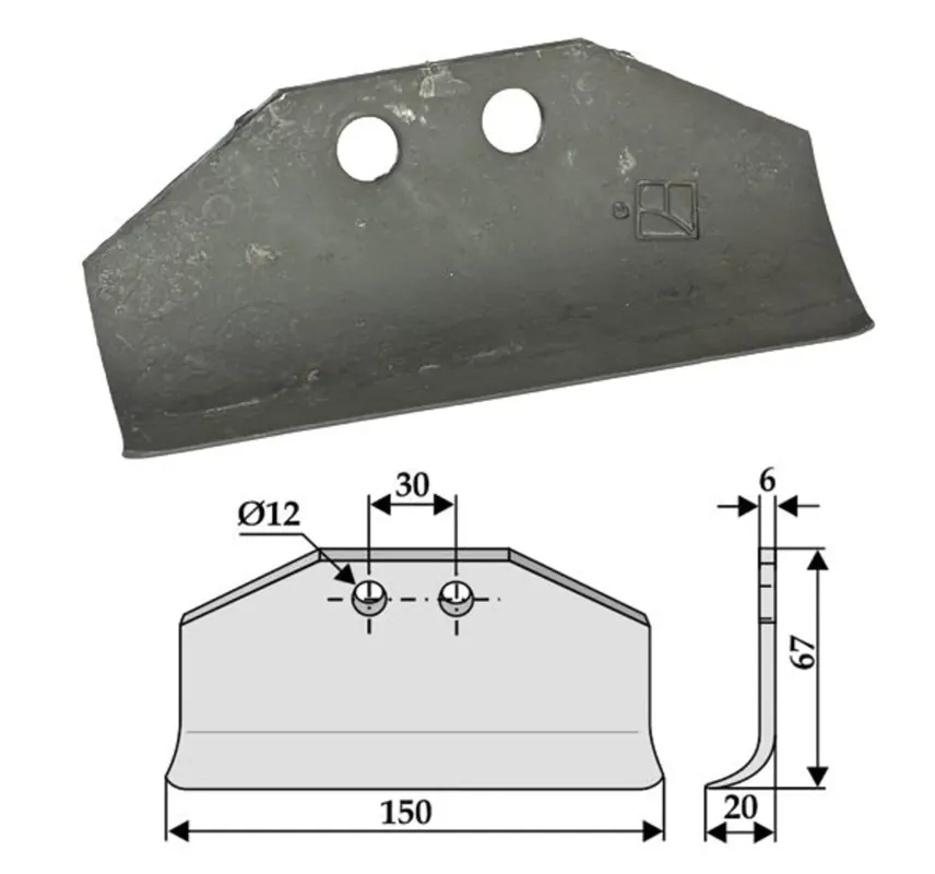 Sonderaktion Industriehof® Schlegelmesser 67 x 150 x 6 mm, für Mulcher Humus, 63-HUM-07