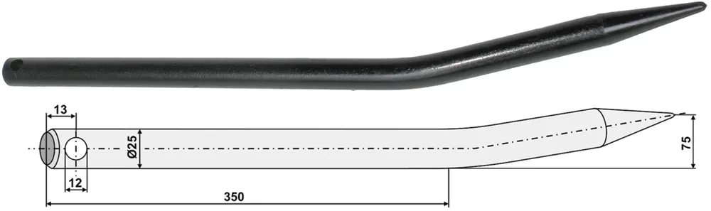 Ausverkauf Industriehof® Frontladerzinken 565 mm, , spitz, gebogen, für universal, 18550