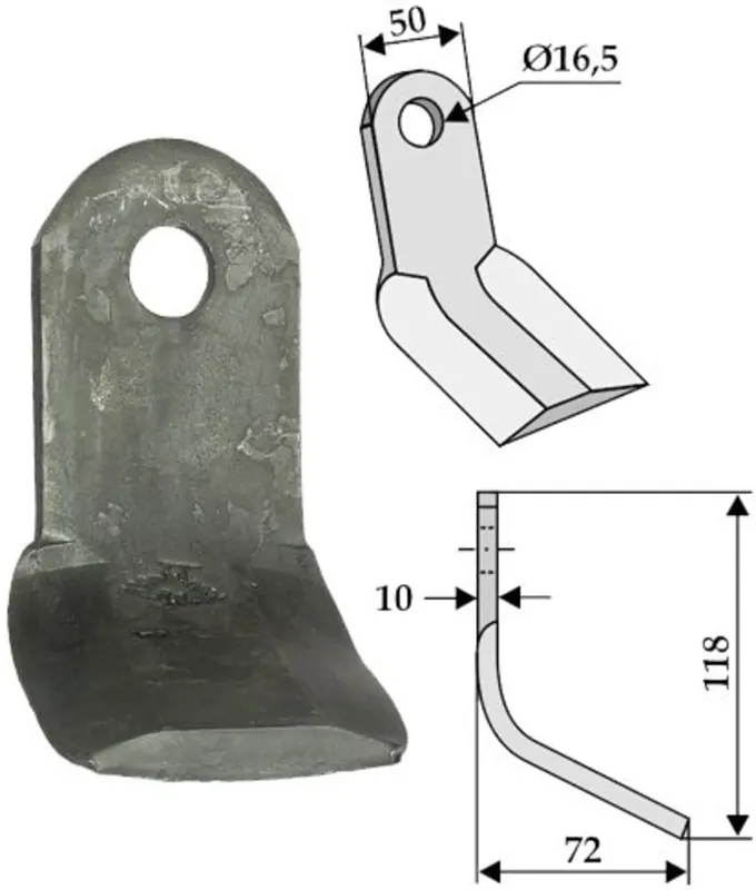 Industriehof® Y-Messer 118 x 50 x 10 mm, Bohrung 16,5 mm, für Mulcher Hermes, 63-HER-02 Neue Kollektion