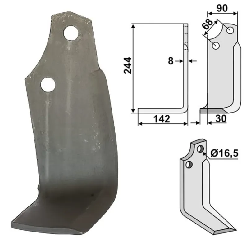 Jetzt Kaufen Industriehof® Fräsmesser links/rechts 224 x 90 x 8 mm, Bohrung 16,5 mm, für Maschio