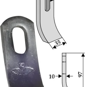 Zertifiziert Industriehof® Schlegelmesser 97 x 35 x 10 mm, für Mulcher Votex, Zappator, 63-ZAP-29