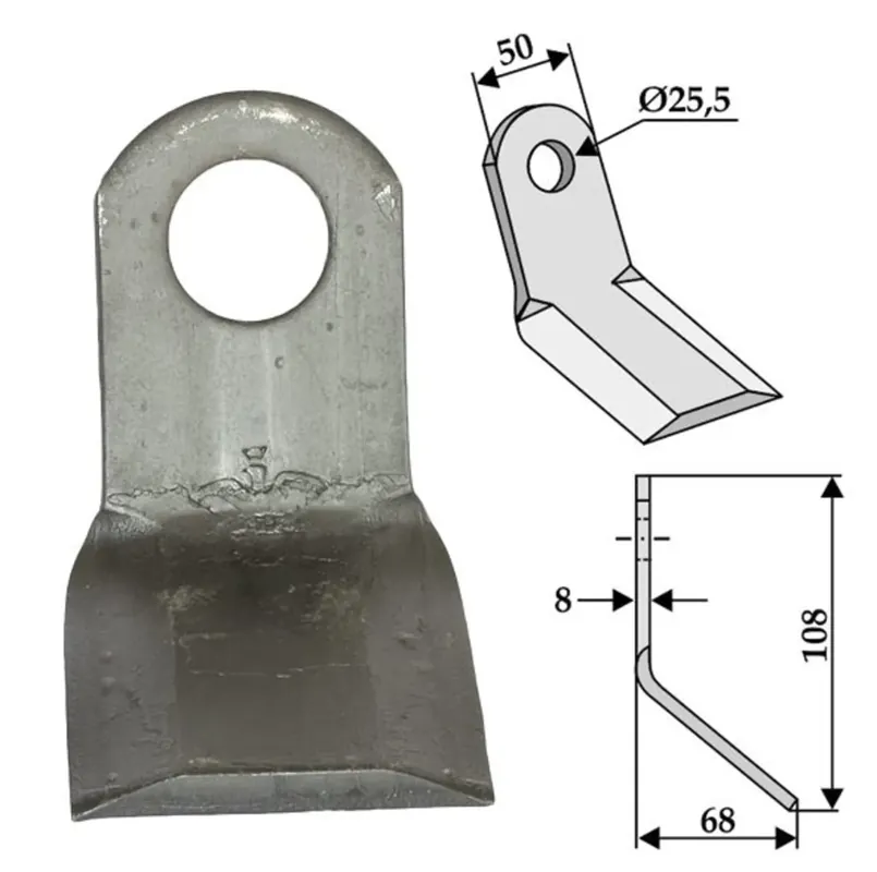 Top-Angebot Industriehof® Y-Messer 108 x 50 x 8 mm, Bohrung 25,5 mm, für Mulcher Mulcher, 63-BRT-07