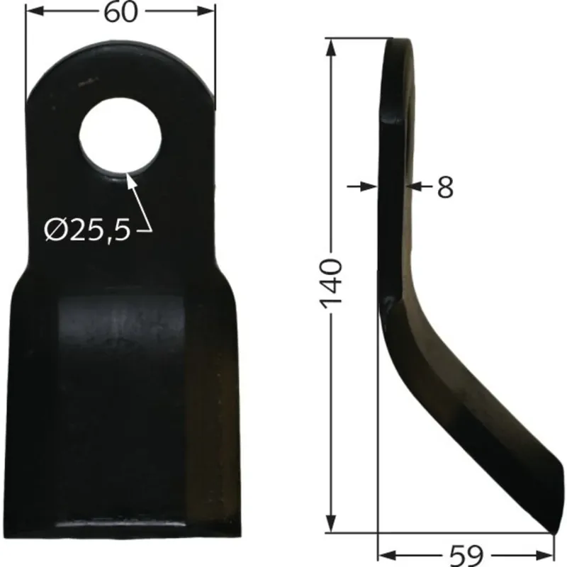 Industriehof® Y-Messer 140 x 60 x 8 mm, Bohrung 25,5 mm, für Mulcher Agricom, Ferri, Howard, Sicma, 63-FEI-04 Bestpreis