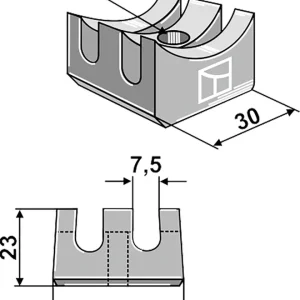 Zertifiziert Industriehof® Zinkenhalter 38 x 30 x 23 mm für Einböck Striegelzinken 10.HS-E1 und 10.HS-E2, 10.ST-HH-5