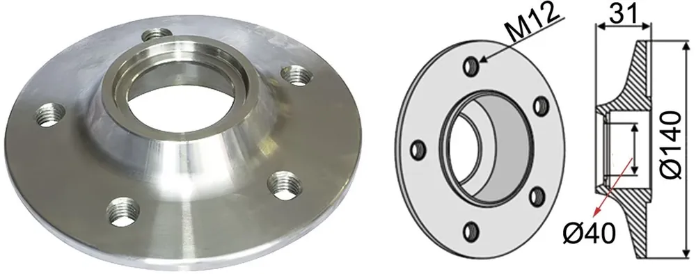 Direkt Vom Hersteller Industriehof® Lagerflansch M 12, Ø außen 140 mm, Ø innen 40 mm, Lochkreis 104 mm, für Väderstad, 99.VÄ-03