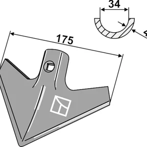 Versand Am Gleichen Tag Industriehof® Hackschar, Arbeitsbreite 175 mm, Arbeitswinkel 40 ° für Güttler, 1.KH3