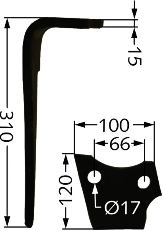 Direkt Vom Hersteller Kreiseleggenzinken "KG-30" 100 x 310 x 15 mm, Bohrung 17 mm, für Kreiselegge Emy-Elenfer, Rabe, Sauerburger